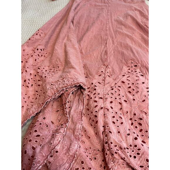 Soft Surroundings Blush 3/4 Sleeve Eyelet Handkerchief Hem Midi Dress P Small - Picture 13 of 14